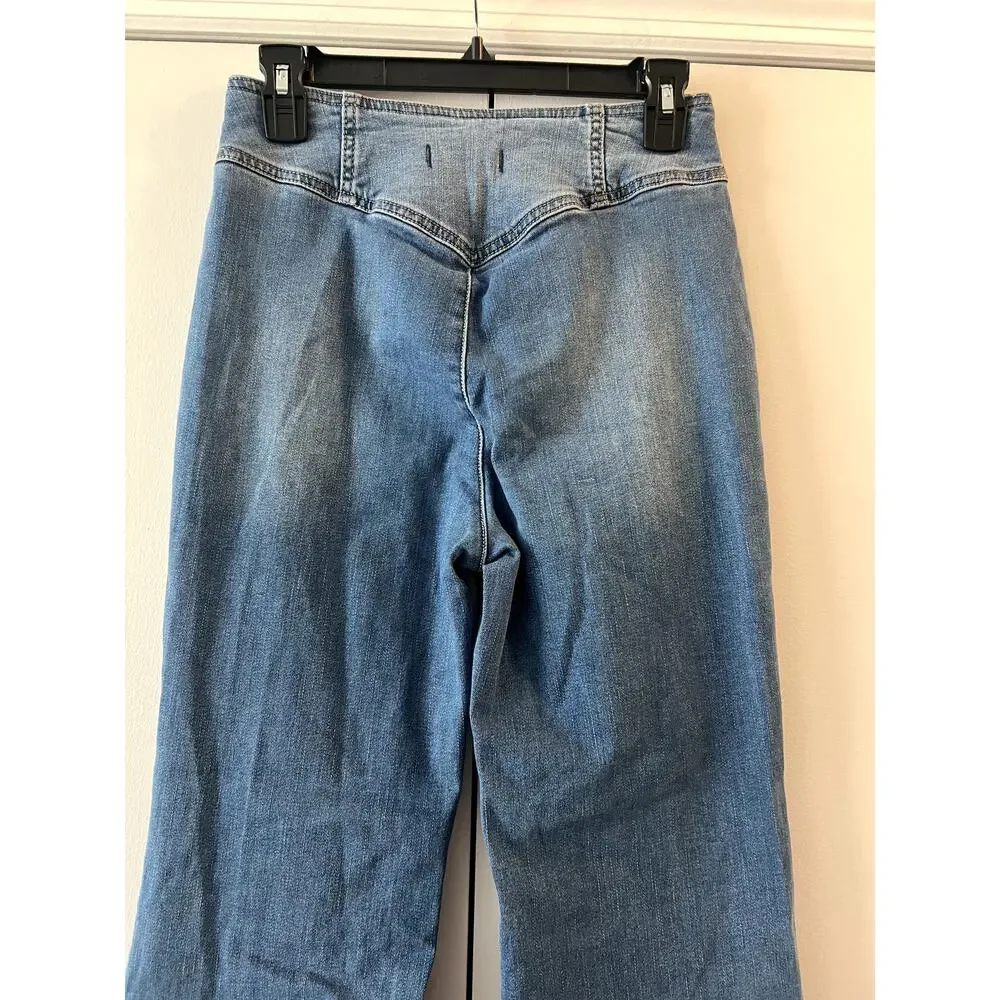Free People We The Free Flare Wide Jeans High Rise size 26 Blue - Picture 5 of 8